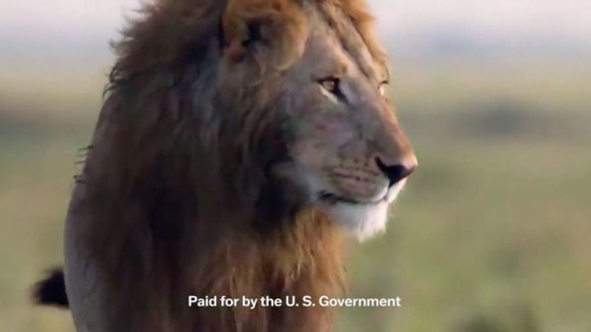 Los contribuyentes pagaron por el anuncio del león de Trump